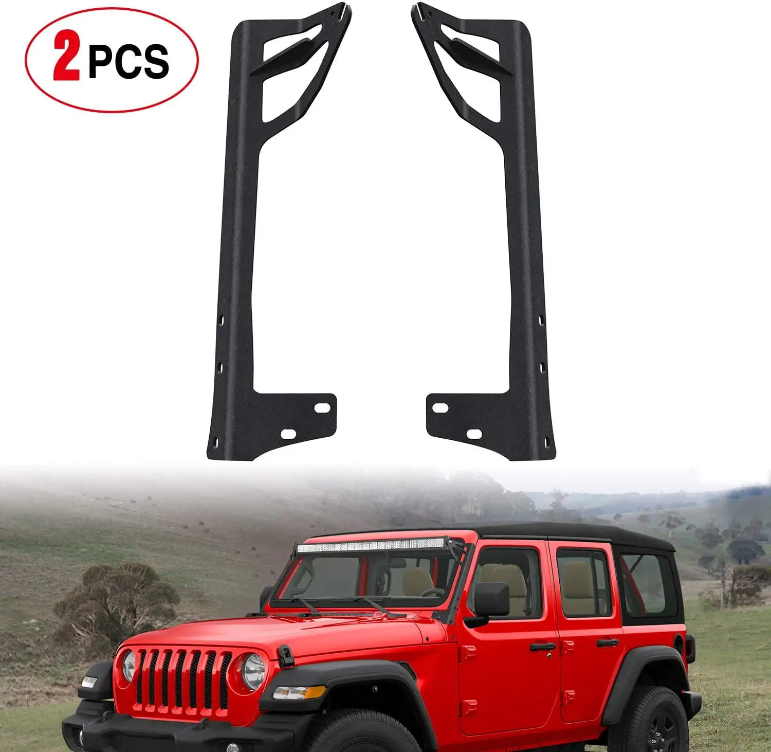 2pcs Nilight Windshield Mounting Bracket fit 50 Inch LED Light Bar For Jeep Wrangler JK 2007-2017