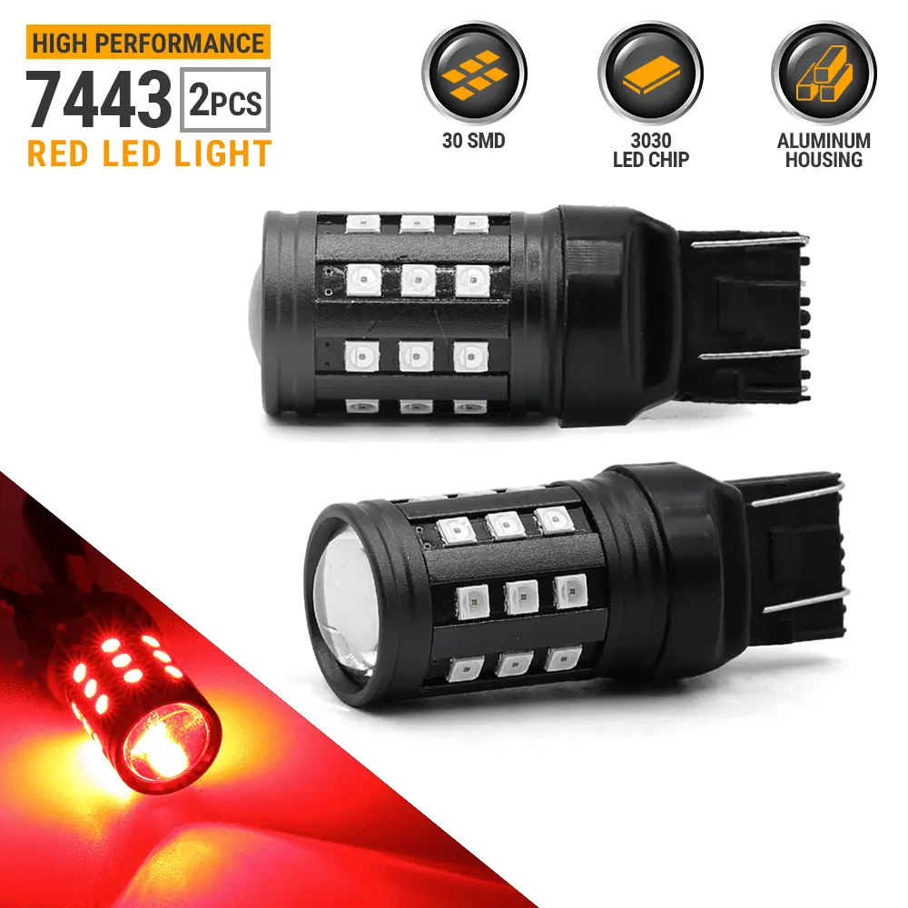 2x 7443/7440 50W Red Hi-Power Brake Tail Stop Parking Light Bulbs Lamps