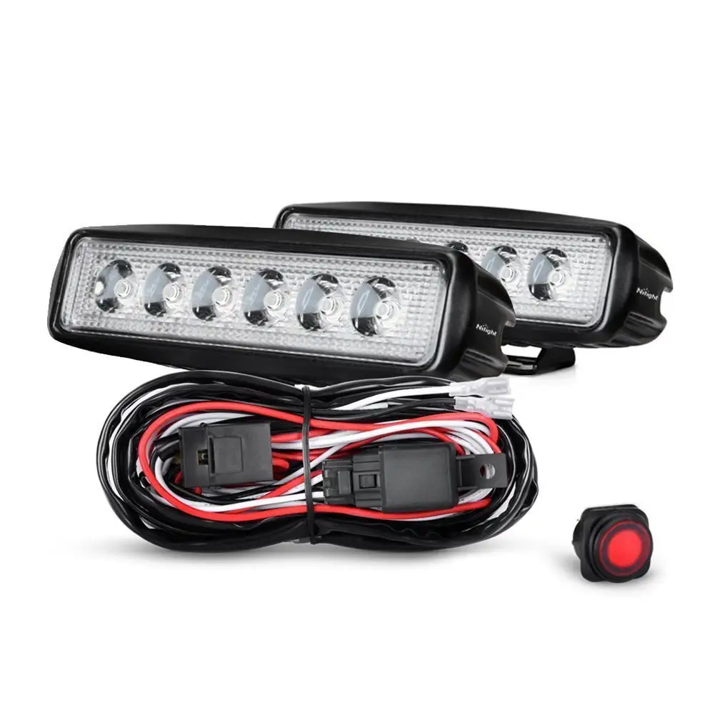 Nilight 2PCS 18W Spot LED Work Lights Led Pods Fog Lights Off Road Led Lights Driving Lights With Off Road Wiring Harness. 2 Years Warranty