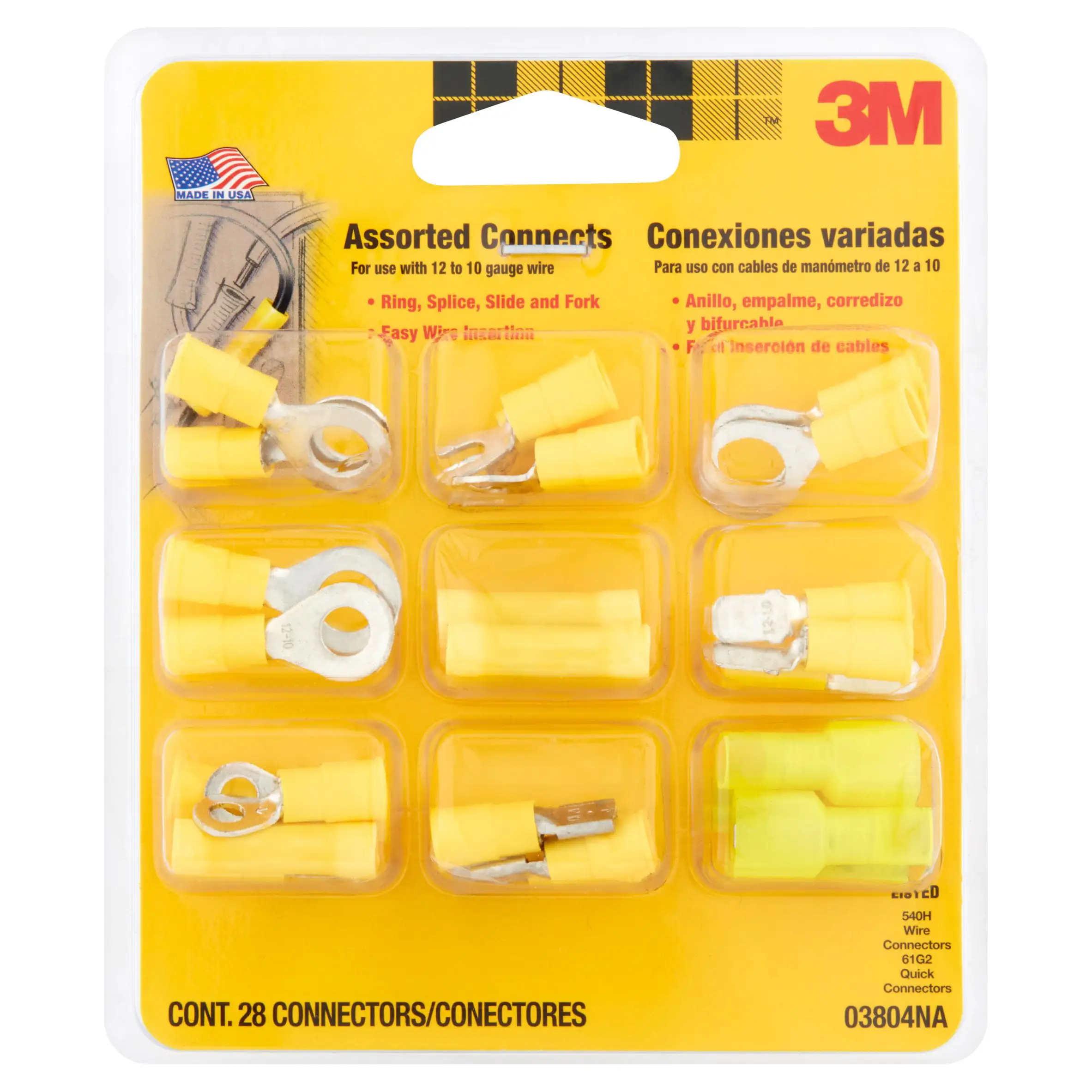 3M Assorted Connectors. Yellow. 28 Count