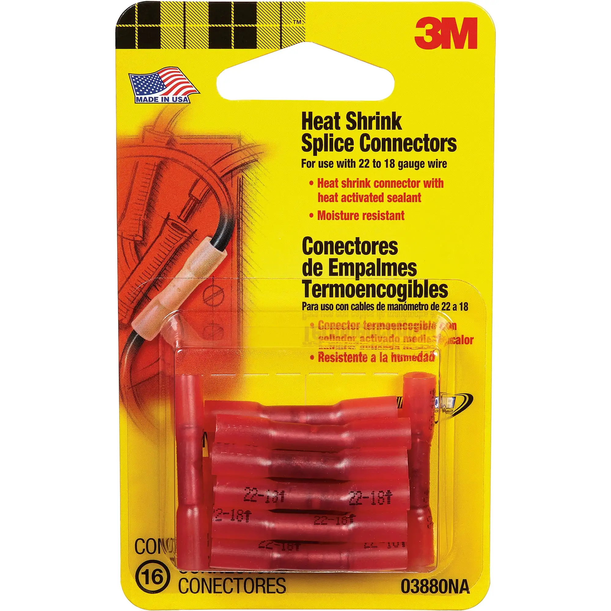 3M Heat Shrink Splice Connectors. Red. 03880NA