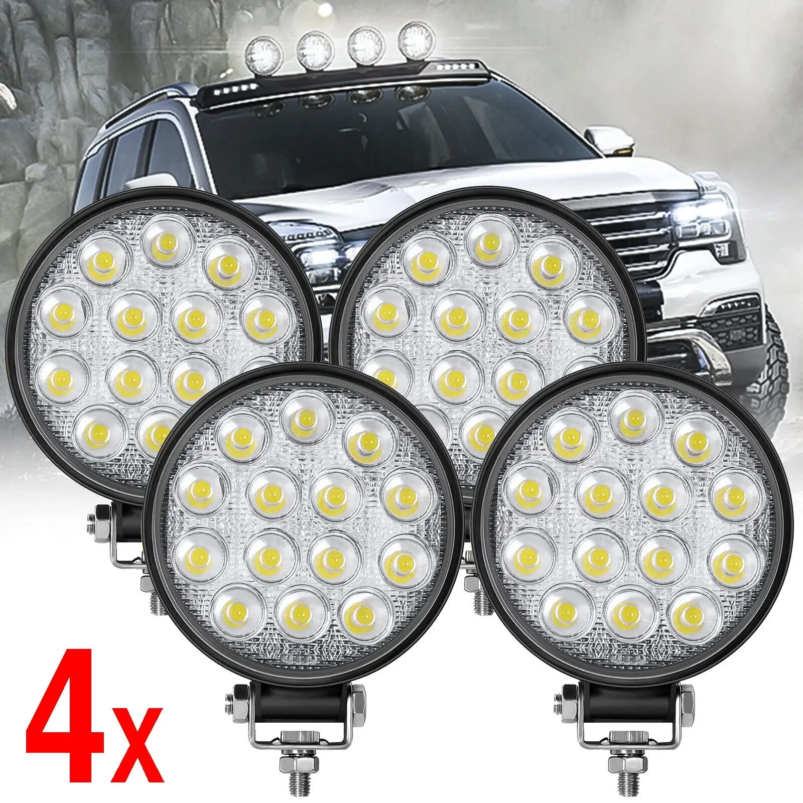 4.4 Inch Round LED Offroad Lights Driving Bumper Fog Lights Tractor ATV Truck