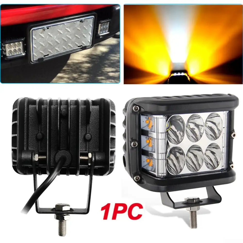 4 LED Work Light Bar Cube Side Shooter Pod White & Amber Strobe Lamp SUV Truck