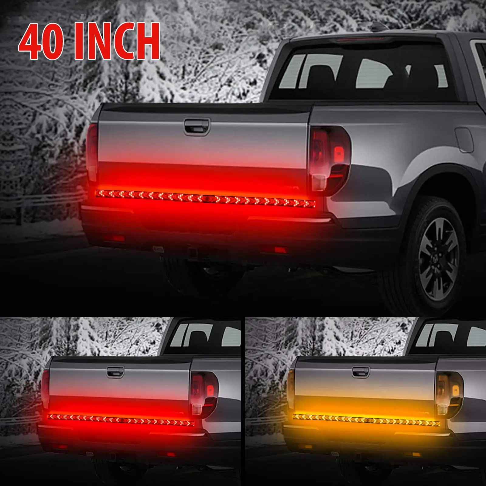 40inch Tailgate Light Bar. EEEkit 432 LED Double Row LED Light Strip. Waterproof 1200lm Brake Running Turn Signal Reverse Tail Lights for 12V Trucks Trailer Pickup Car RV Van Jeep. Red Amber