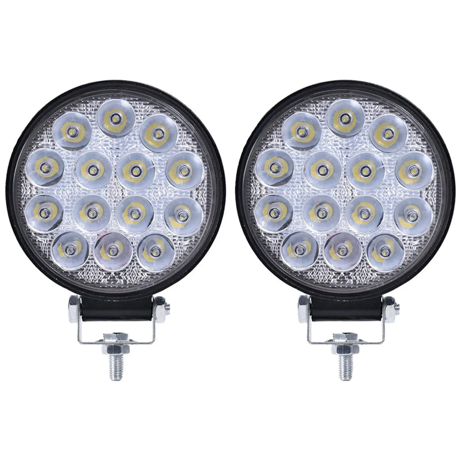 42W Led Work Light Led Light Bar Flood Round Lights Off-Road Lights Led Lights for Trucks.Off-Road Vehicle. ATV. SUV. UTV. 4WD. Boat.Tractor /Spot Work Light Pack of 2