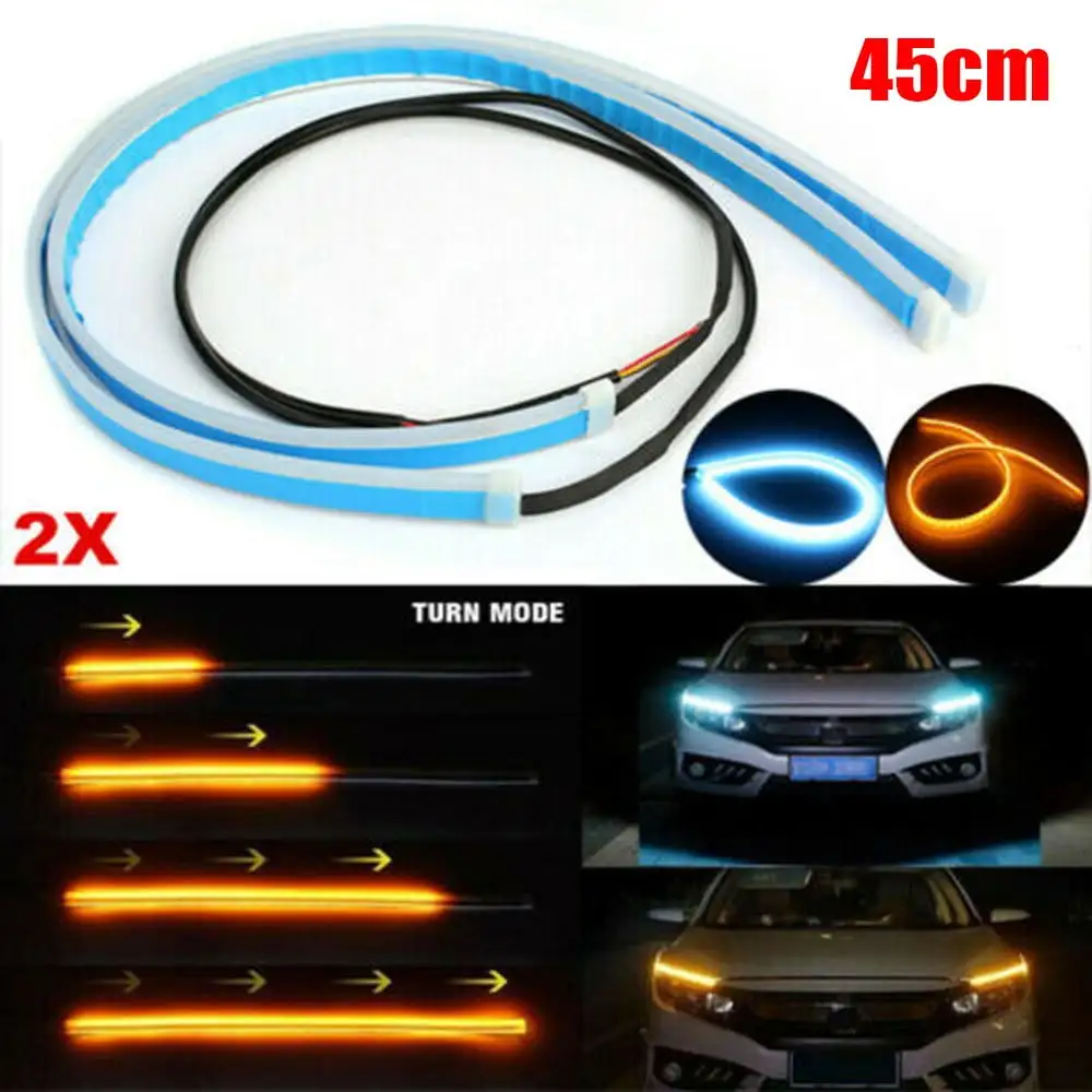 45cm Soft Tube Led Strip Car Daytime Running Light Turn Signal Lamps Accessories