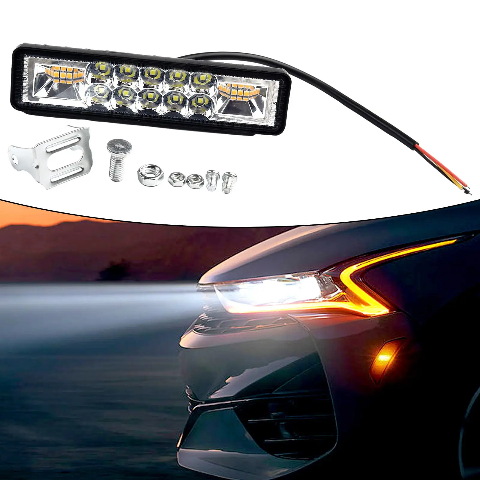 48W Car Amber 16 LED Strobe Flash Work Light Bar Fit For Offroad White