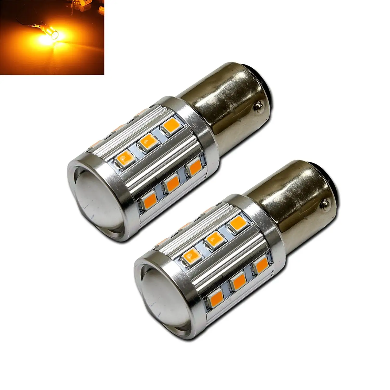 1157 Amber Yellow High Power 2835 Chip 22-LED Turn Signal/Parking Light Bulbs (1157. Yellow)