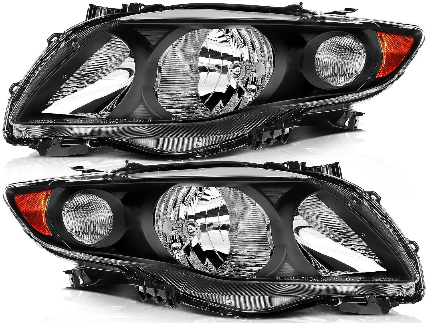 SCITOO Fit For Toyota Corolla 2009 2010 Headlight Assembly Headlamps Replacement + Front Signal Lights (Driver and Passenger Side)