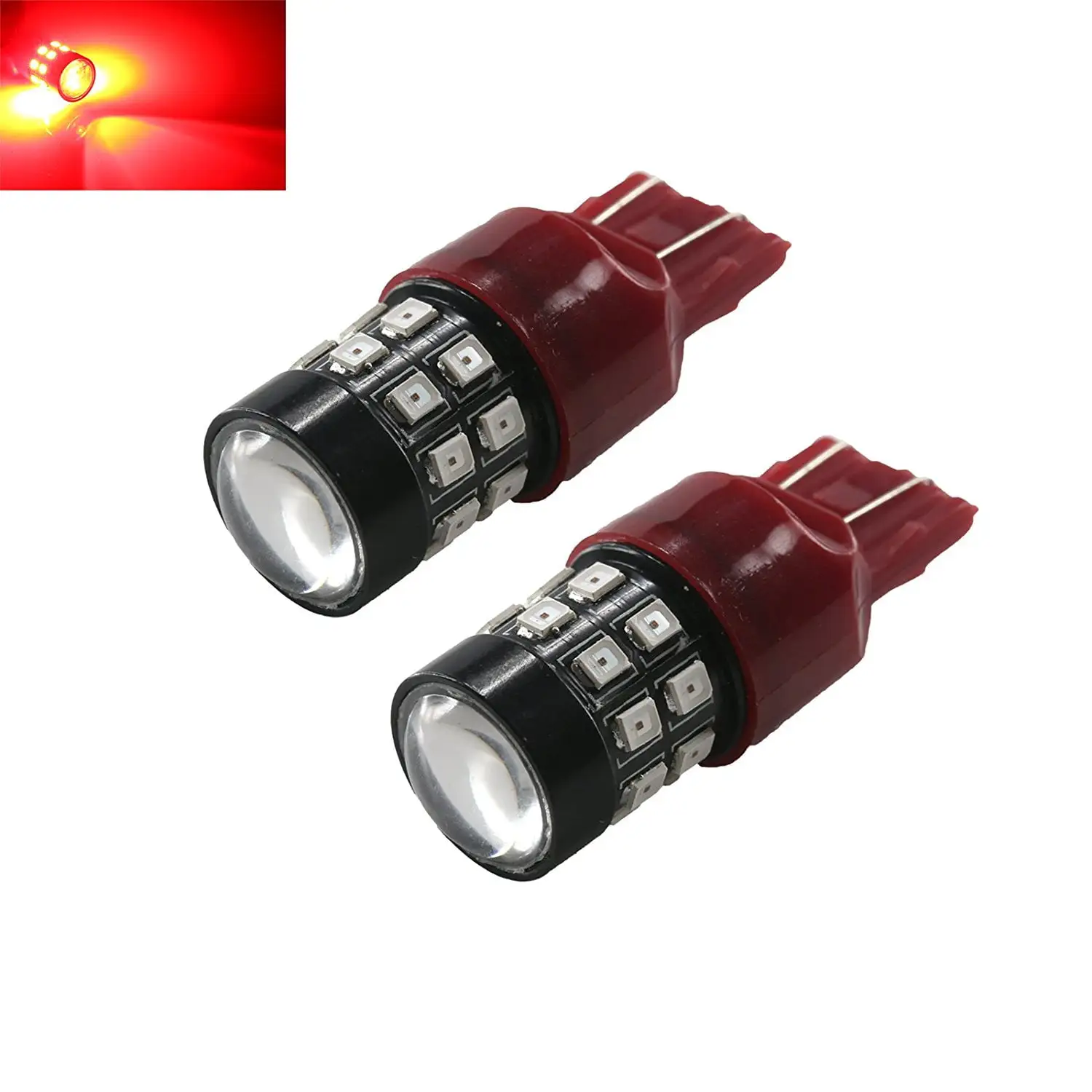 7443 Red High Power 2835 Chip 21-LED Turn Signal/Brake/Tail Light Bulbs (7443. Red)