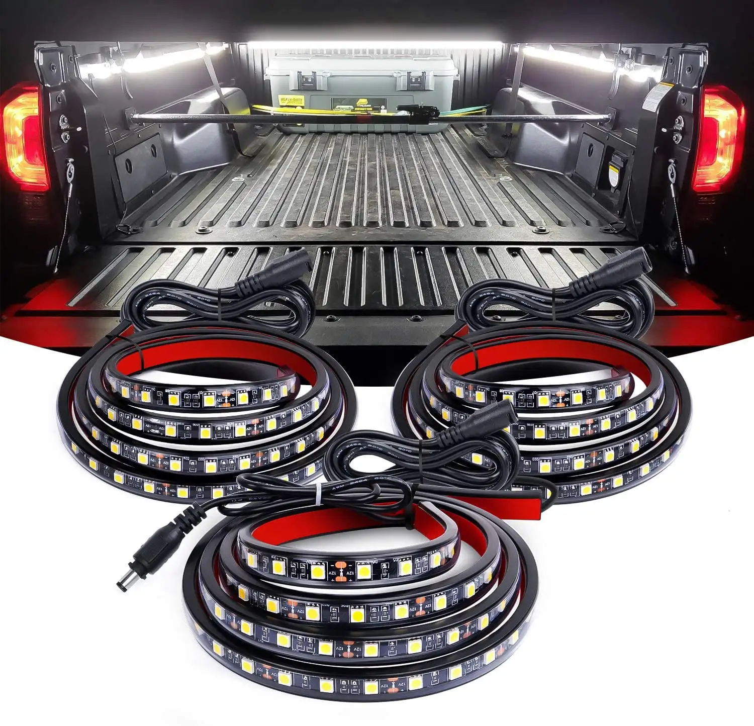 Flexible And Durable 60 Bed Light Strip 270 LED with On/Off Switch Blade Fuse Splitter Extension Cable for Cargo Pickup Truck SUV RV Boat