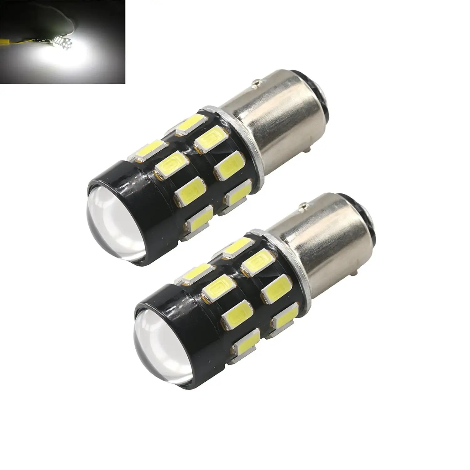 1157 White High Power 5630 Chip 24-SMD Turn Signal/Brake/Tail/Reverse/Parking Light Bulbs (1157. White)