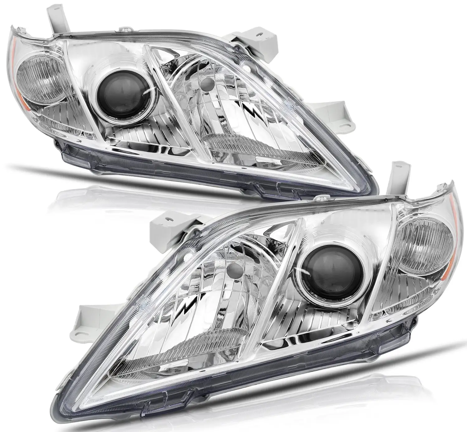 SCITOO Headlamps replacement For Toyota Camry 2007-2009 headlights assembly Chrome Housing Amber Reflector Clear Lens 8117006202 8113006201