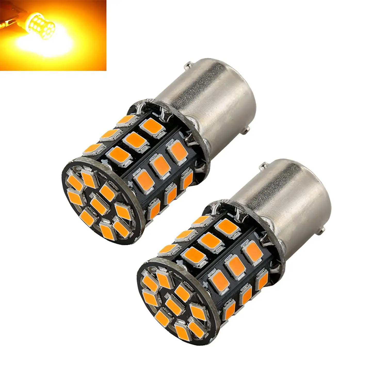 1157 Amber Yellow High Power 2835 Chip 33-LED Turn Signal/Parking Light Bulbs (1157. Yellow)