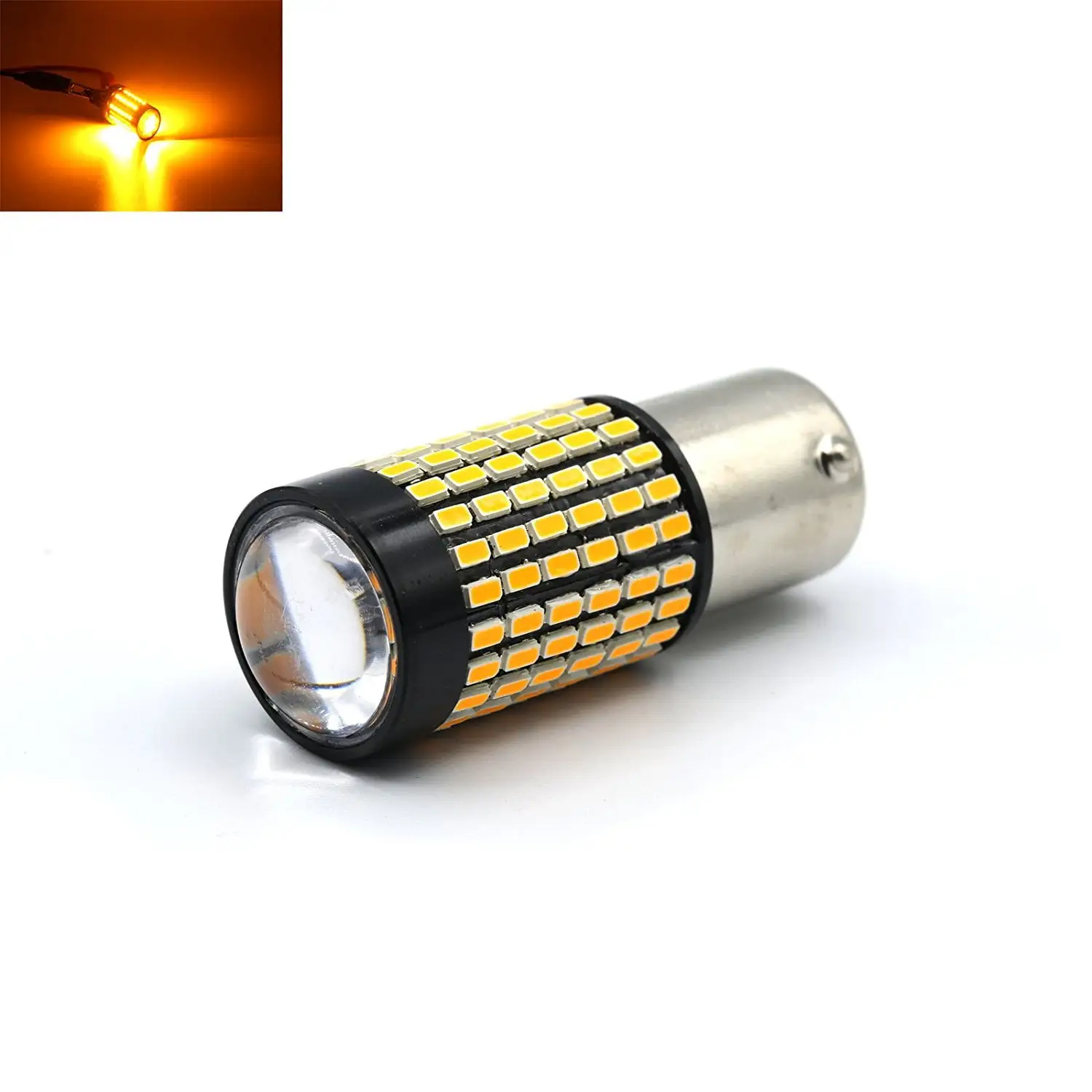 1156 Amber Yellow 50W High Power 3014 Chip LED Projector Turn Signal/Parking Light Bulbs (1156. Yellow)