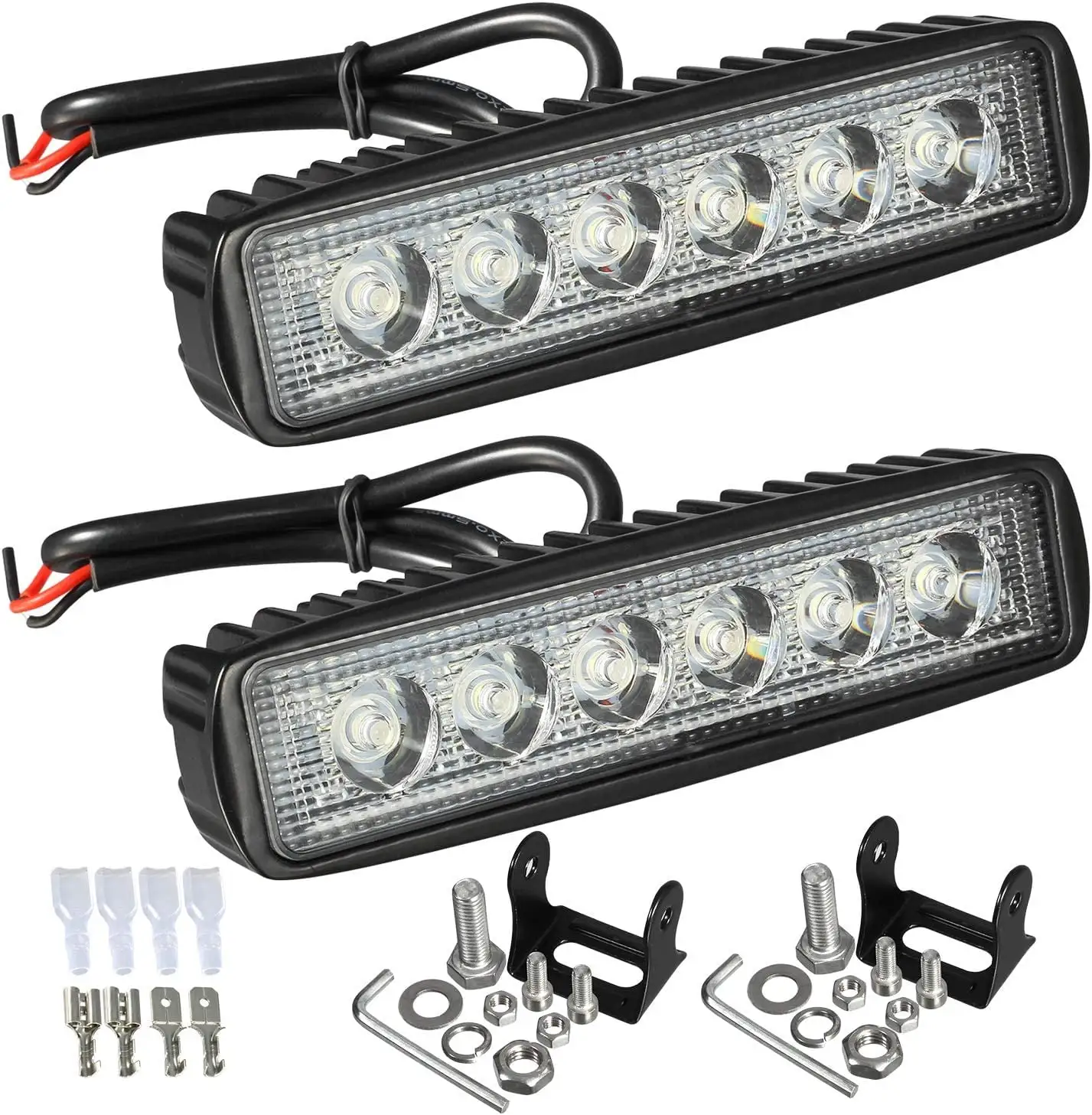 6 LED Light Bar White 36W 6500K Super Bright Spot Work Light Pods Single Row off Road Driving Light Fog Light Boat Light Waterproof SUV ATV 4WD Car Truck Golf Cart 12V 24V IP67 (2pcs)