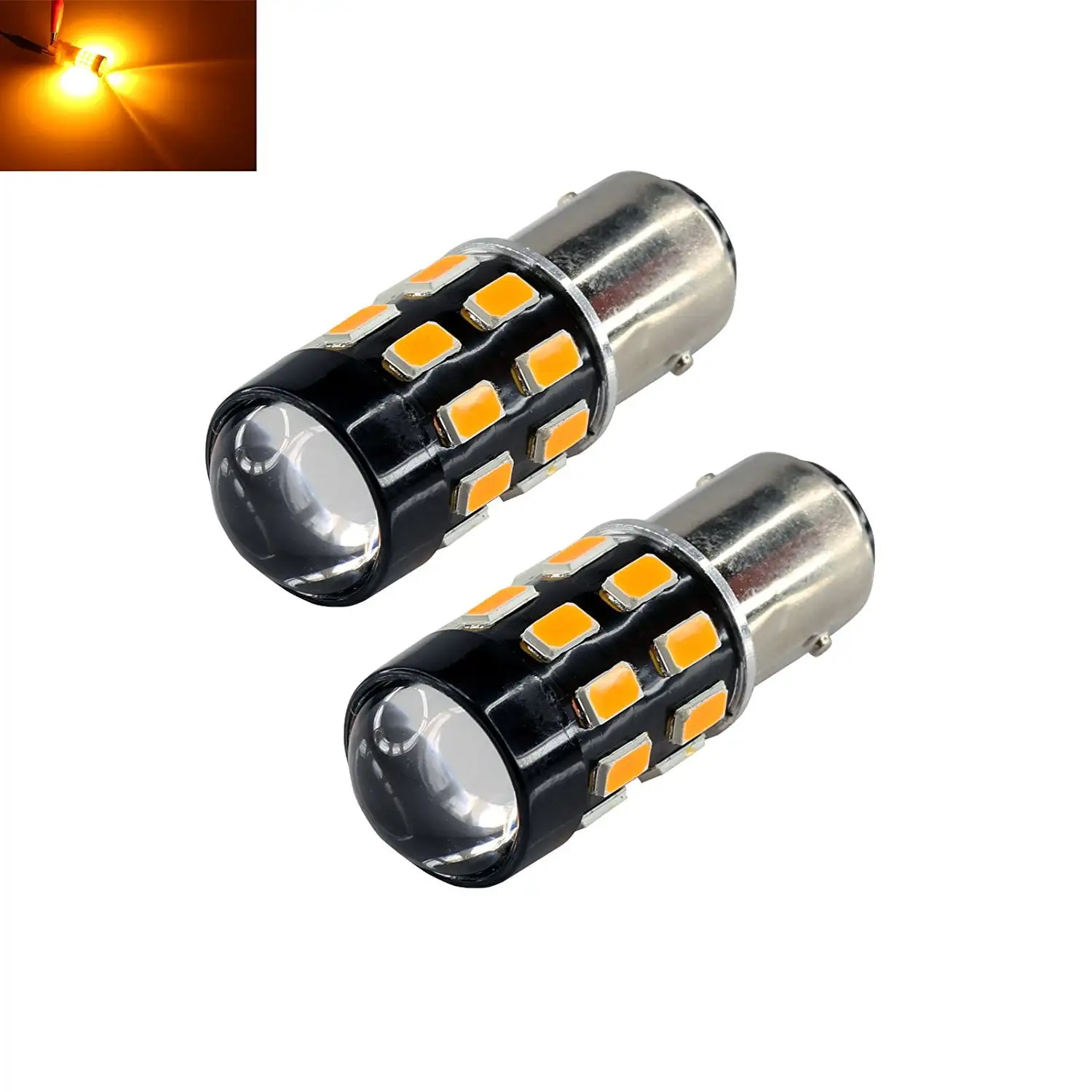 1156 Amber Yellow High Power 5630 Chip 24-SMD Turn Signal/Parking Light Bulbs (1156. Yellow)