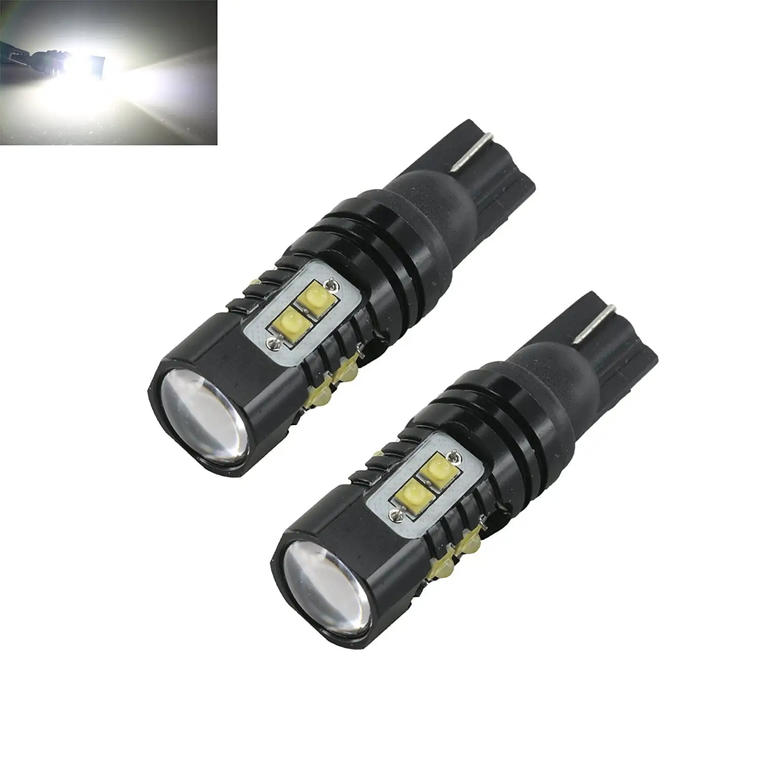 2X T10 High Power 50 Watts CREE LED White Backup Reverse Light Bulbs Projector