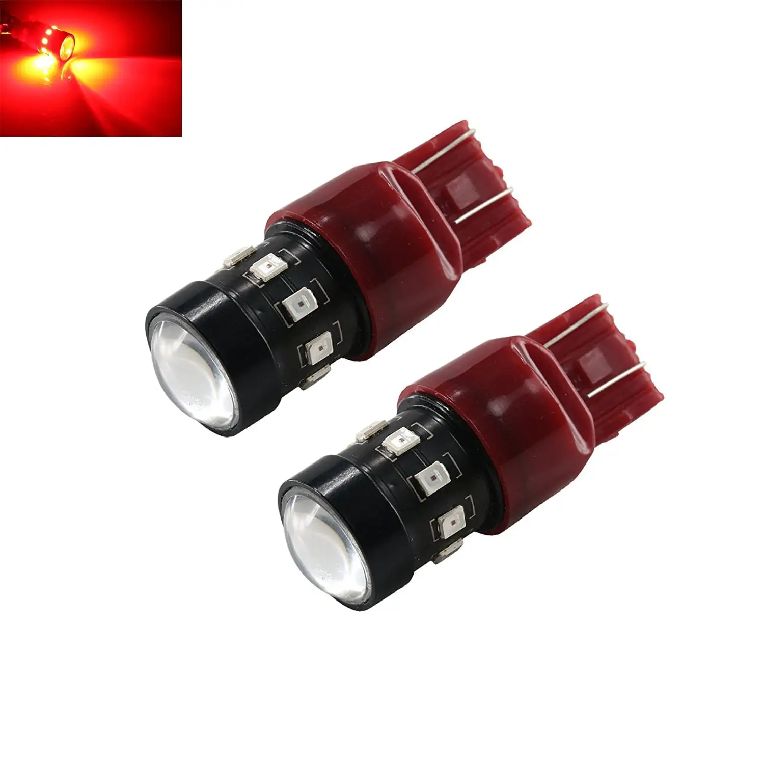 7443 Red High Power 2835 Chip 12-LED Turn Signal/Brake/Tail Light Bulbs (7443. Red)