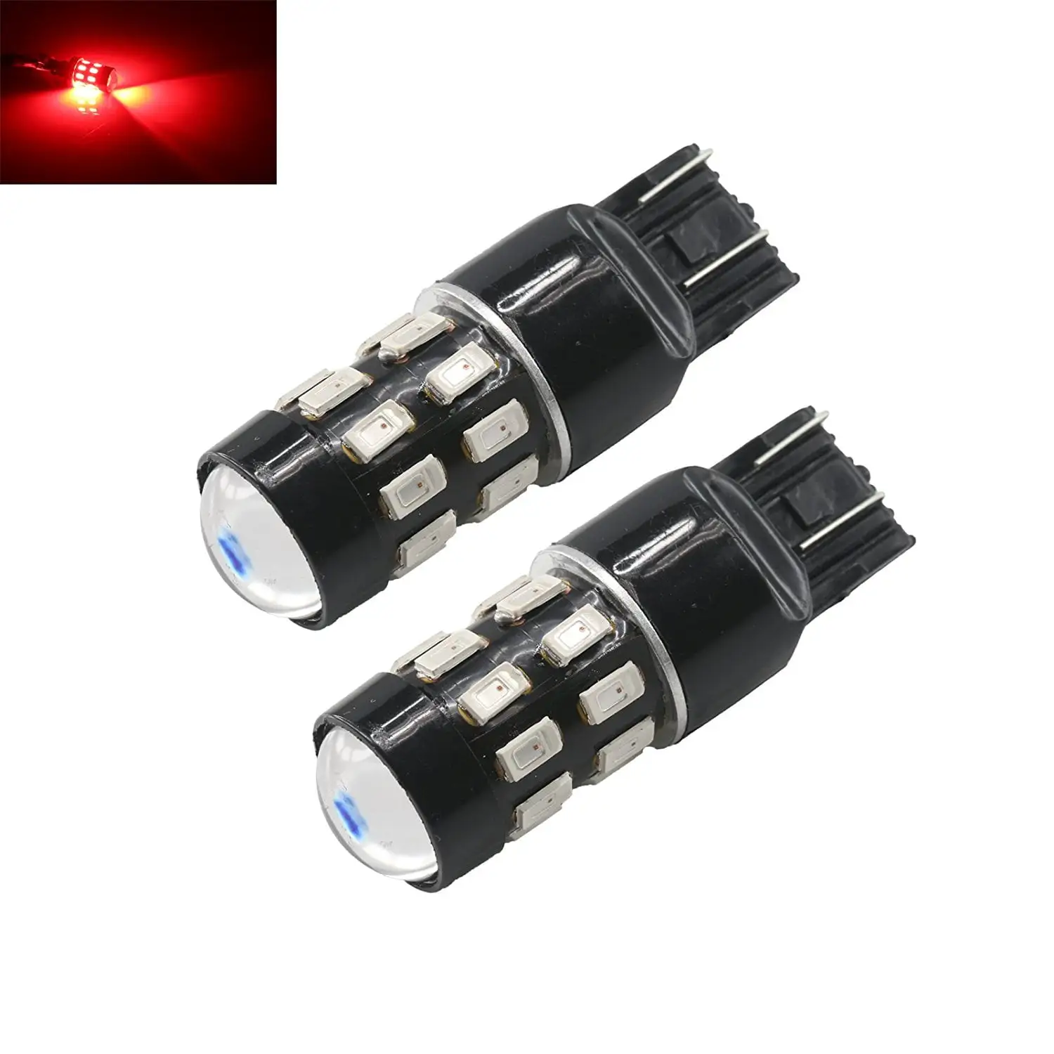 7443 Red High Power 5630 Chip 24-SMD Turn Signal/Brake/Tail Light Bulbs (7443. Red)