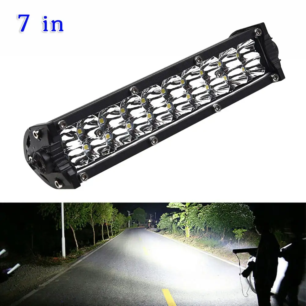 7/13/20 Inch 2-Row Slim LED Work Light Bar Flood Spot Car Off-road Truck ATV SUV