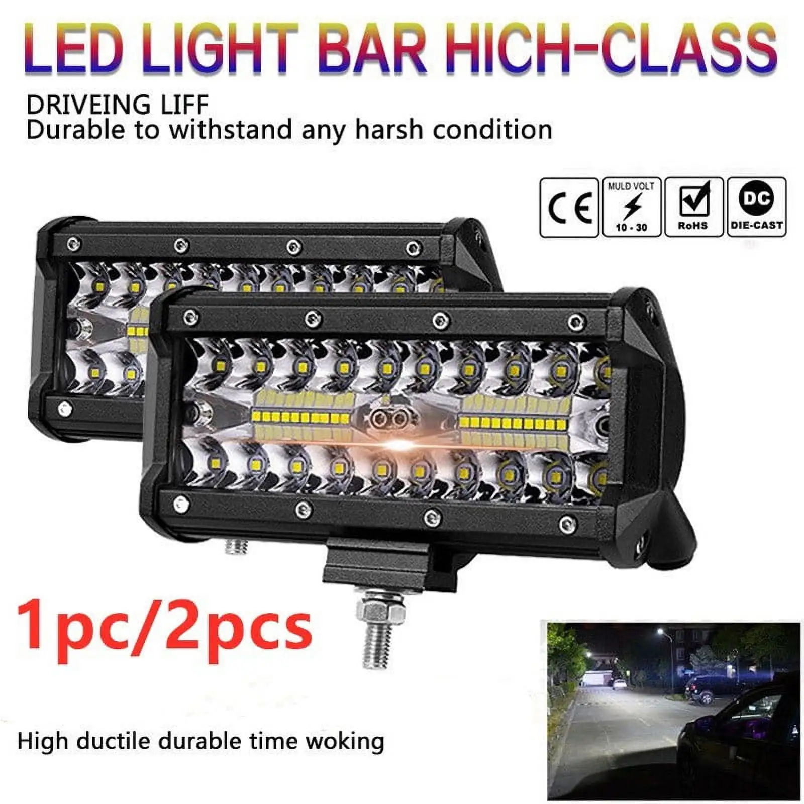 7 inch 400W LED Work Light Bar Flood Spot Beam Offroad 4WD SUV Driving Fog Lamp