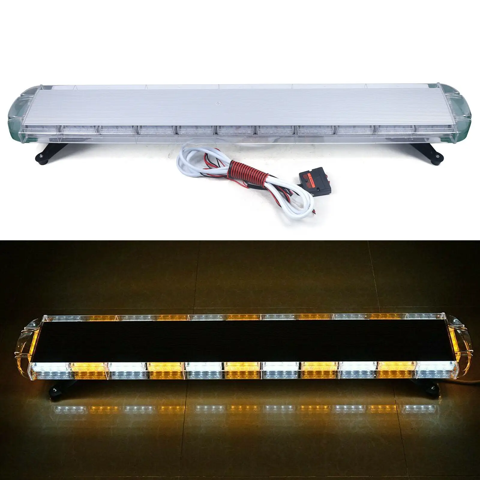 SHZICMY 96LED Light Bar Amber White Emergency Beacon Warn Tow Truck Response Strobe 51 Inch