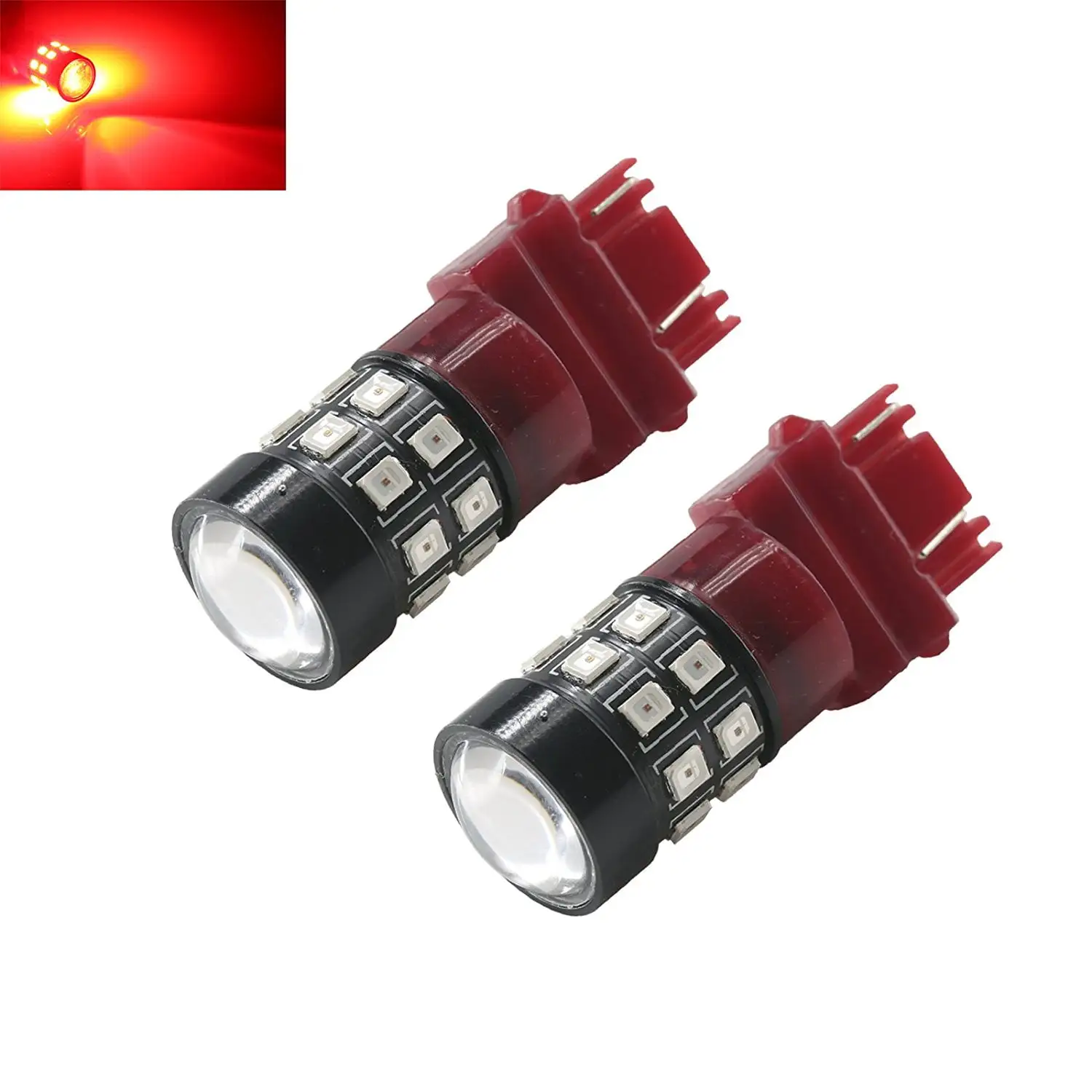 3157 Red High Power 2835 Chip 21-LED Turn Signal/Brake/Tail Light Bulbs (3157. Red)