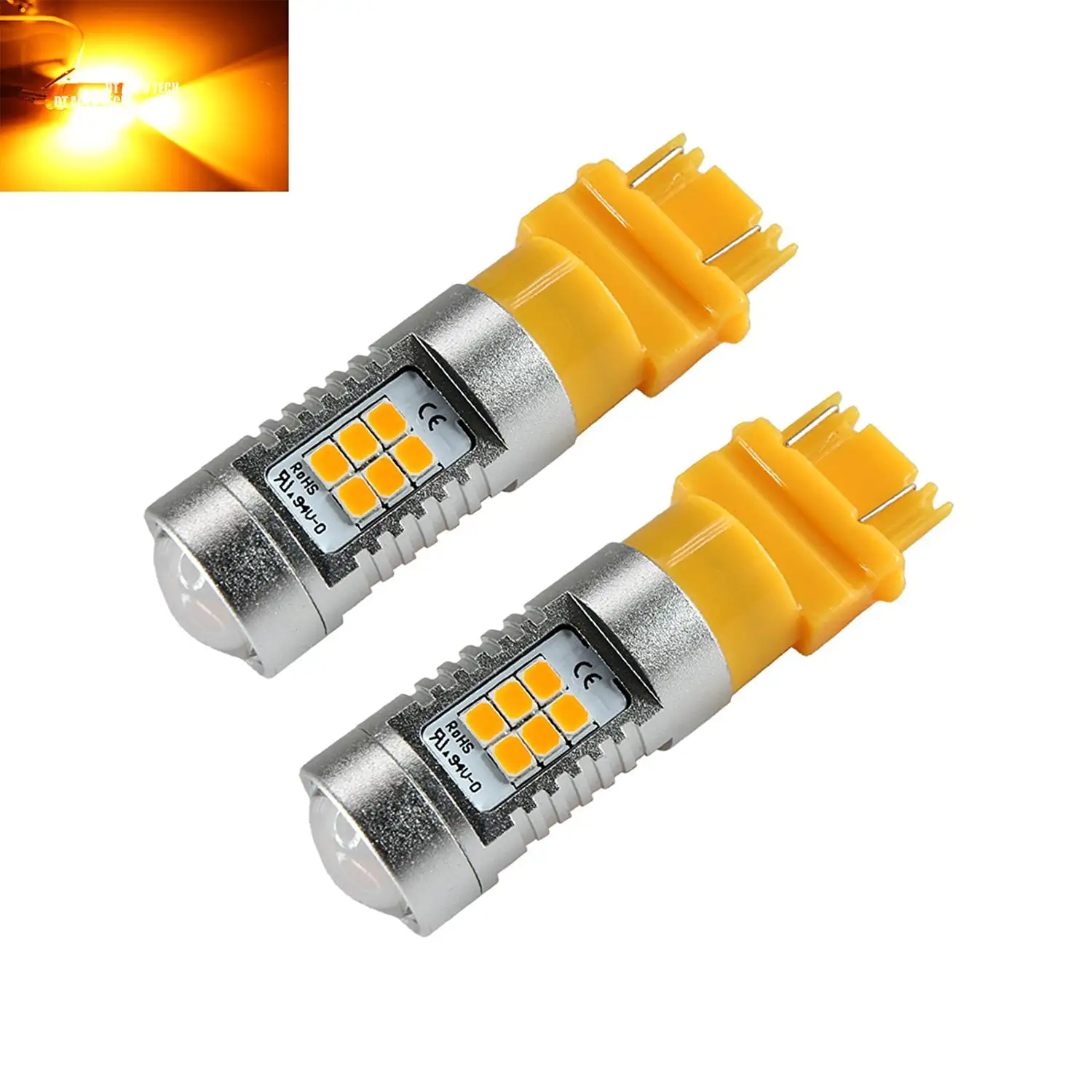 3157 Amber 50W High Power 3535 Chip LED Projector Turn Signal/Parking Light Bulbs (3157. Yellow)