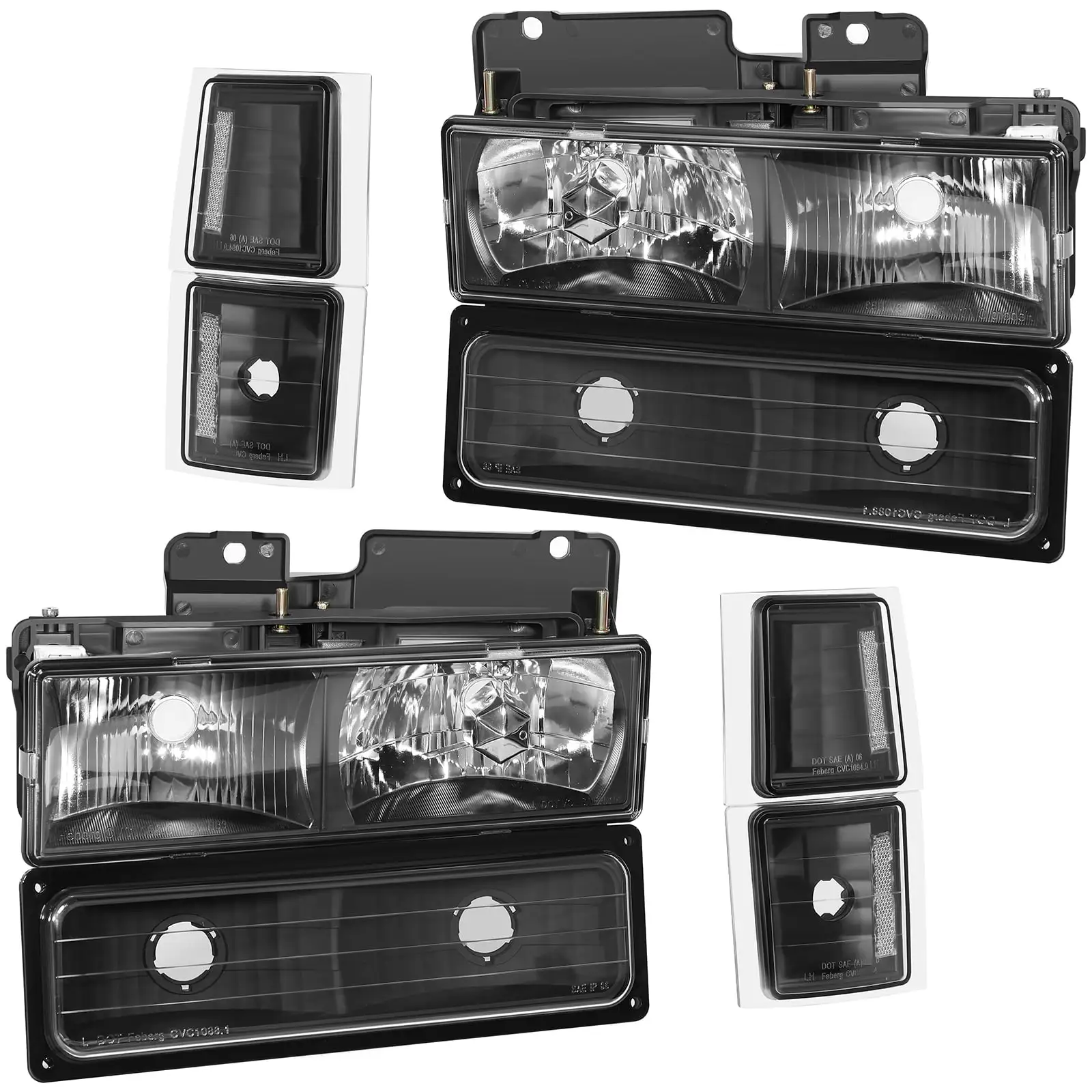 SCITOO Headlamps replacement For Chevrolet Blazer For Chevrolet C1500 C2500 C3500 K1500 For Chevrolet K1500 Suburban For Chevrolet Silverado 95-99 headlights assembly Black Housing GM2502101 15034930