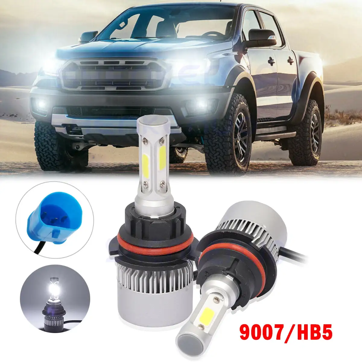 9007 LED Headlight High/Low Beam Conversion Kit 6000K For Ford Ranger 1993-2011