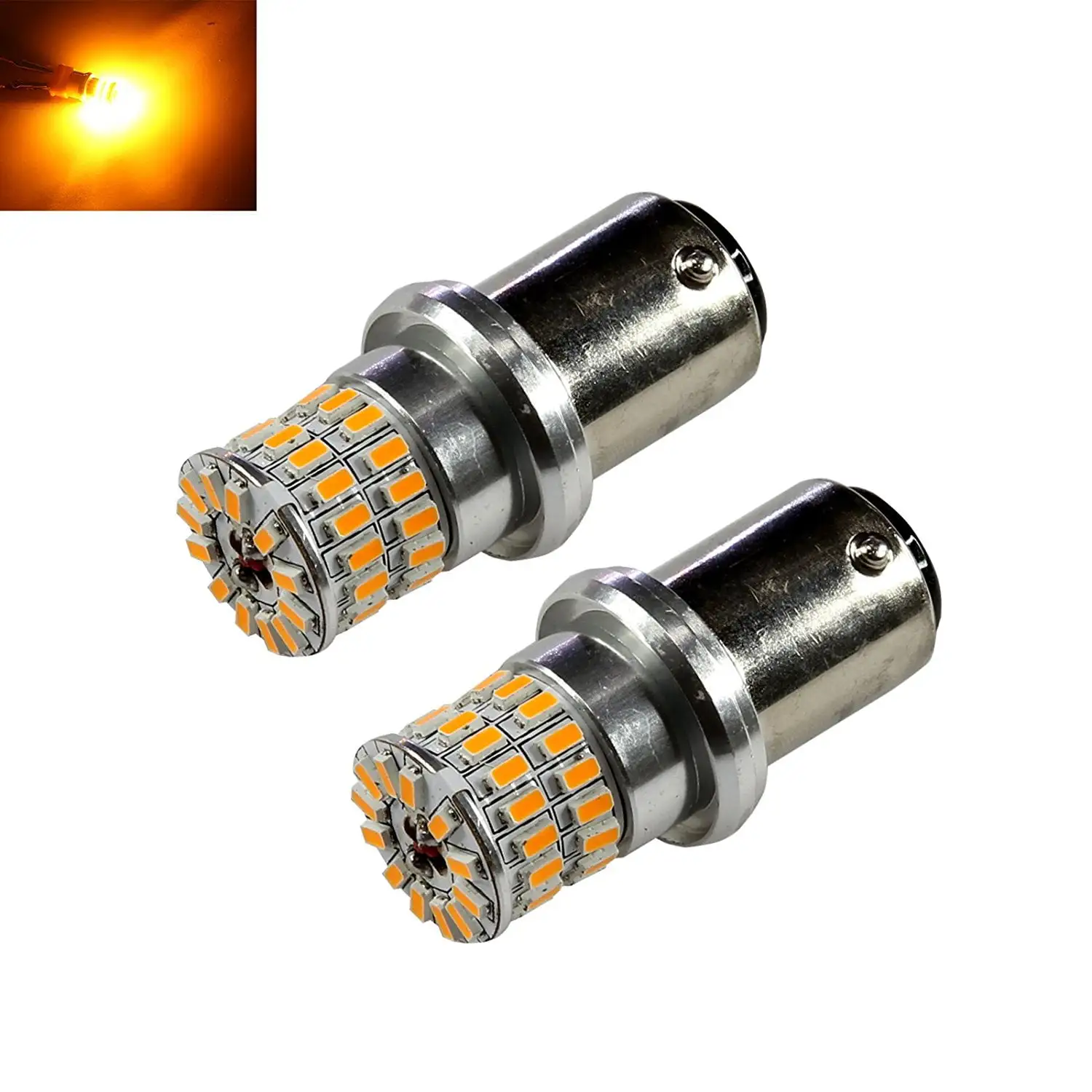 1157 Amber Yellow High Power 3014 Chip 48-LED Turn Signal/Parking Light Bulbs (1157. Yellow)