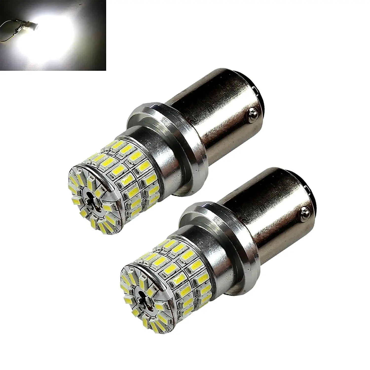 1157 White High Power 3014 Chip 48-LED Turn Signal/Brake/Tail/Reverse/Parking Light Bulbs (1157. White)