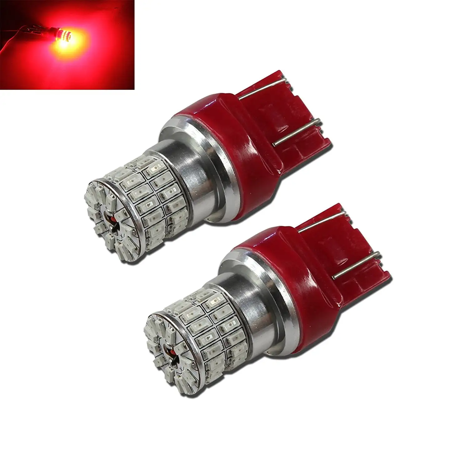 7443 Red High Power 3014 Chip 48-LED Turn Signal/Brake/Tail Light Bulbs (7443. Red)