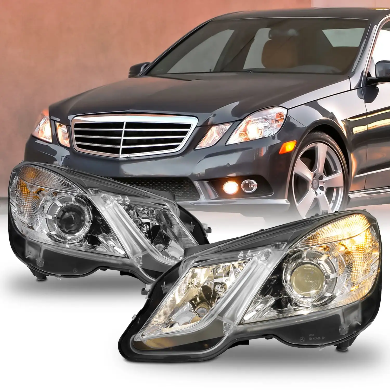 AKKON - 2010 2011 2012 2013 Mercedes Benz W212 E-Class E350 E550 Sedan Wagon Halogen Projector Headlight Headlamp OE Style Replacement