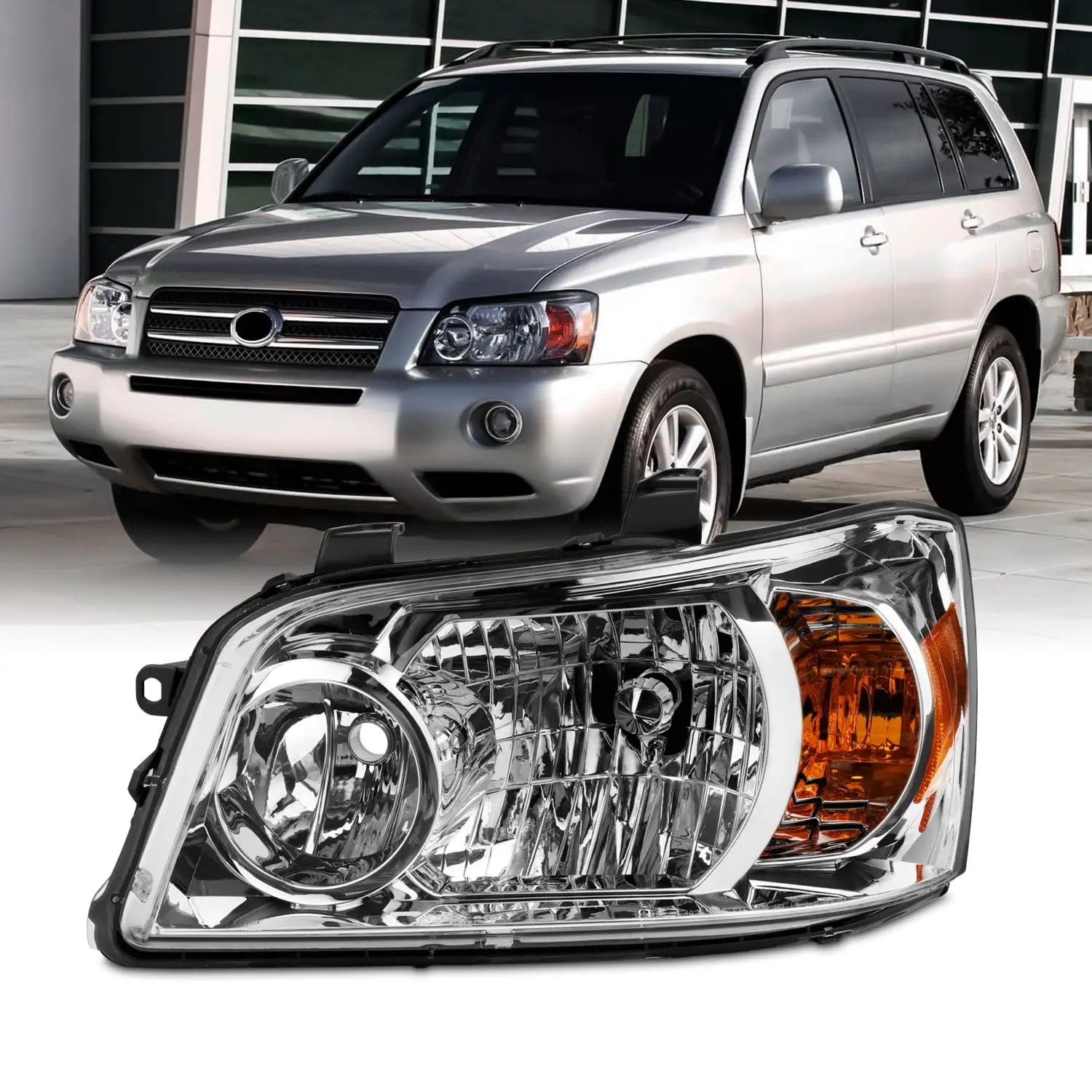 AKKON - Fit 2004 2005 2006 Toyota Highlander SUV 04-06 Halogen Type Headlights OE Style Assembly Driver Left Side