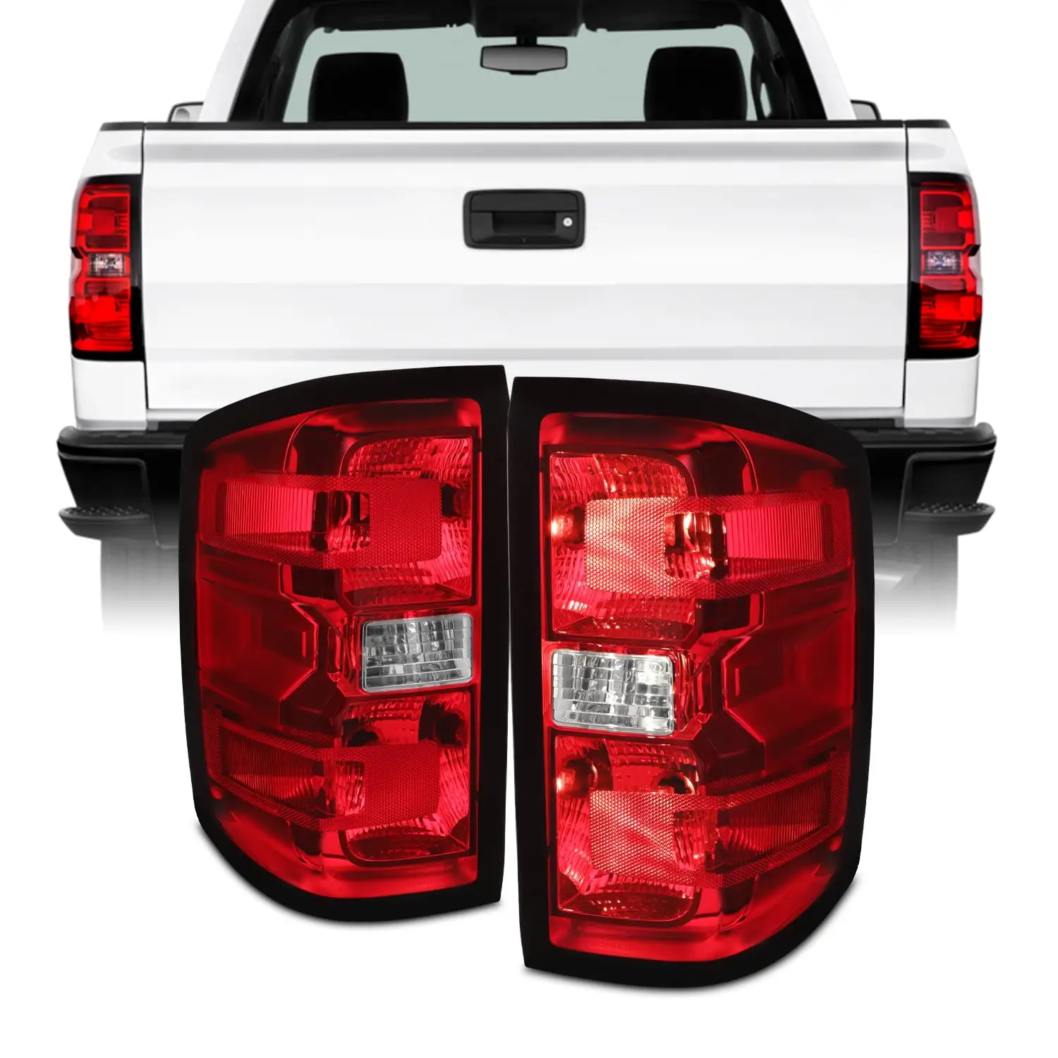 AKKON - Fit 2016 2017 2018 2019 Chevy Silverado 1500/2500HD/3500HD Halogen Type Tail Lights Rear Brake Lamp w/ Wire Included Passenger