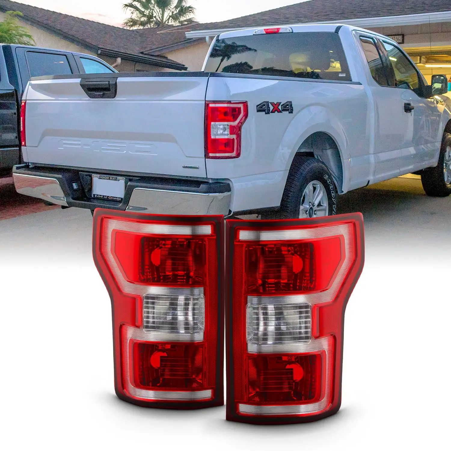 AKKON - Fit 2019-2023 Dodge Ram 1500 Big Horn/Tradesman [Halogen Type] Chrome Bezel Red Len Tail Light Pasenger Right