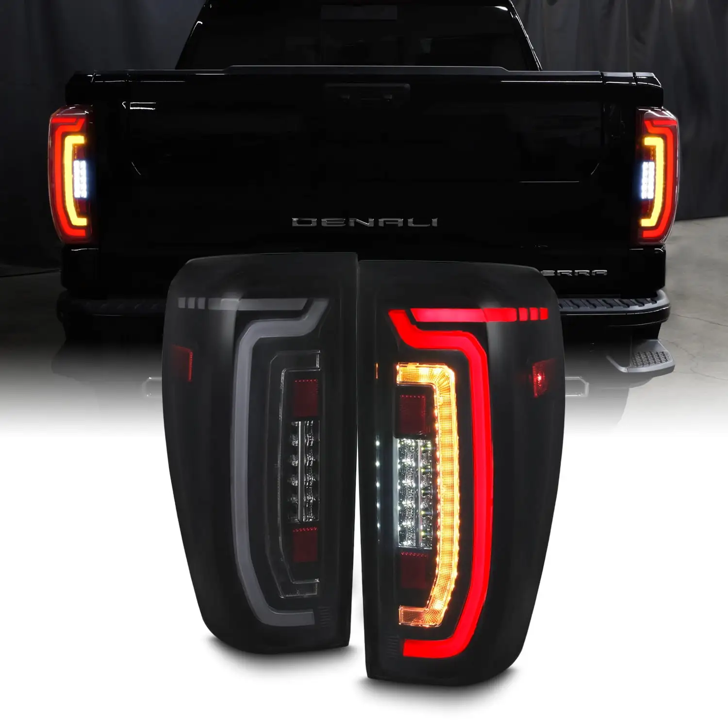 AKKON - For 00-03 Ford F-150 04 F150 Heritage Black Bezel Tail Lights Brake Lamps Replacement Pair