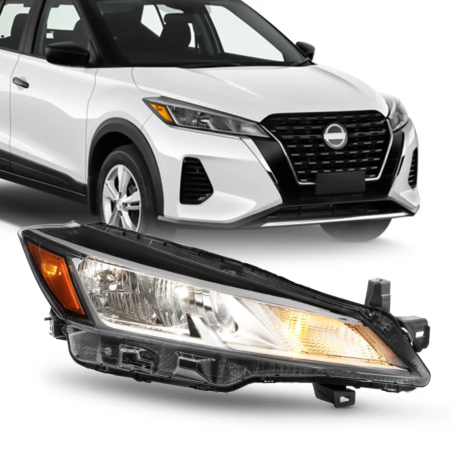 AKKON - Fit 2021 2022 2023 Nissan Kicks 21-23 [Halogen Type] Headlight Headlamp OE Style Passenger Right Side Assembly