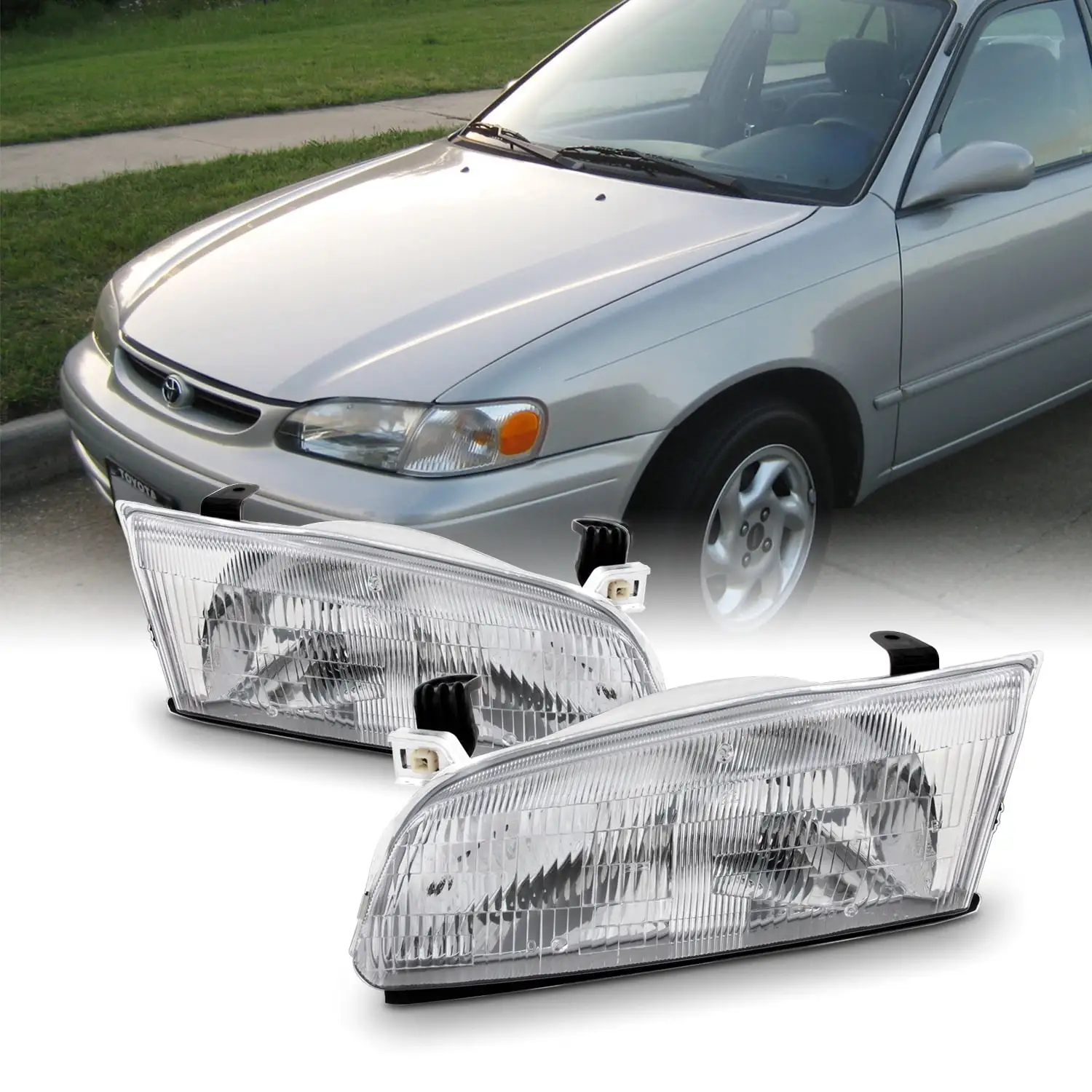 AKKON - Fits 1997 1998 1999 Toyota Camry Front Headlamps Headlights Direct Replacement Pair