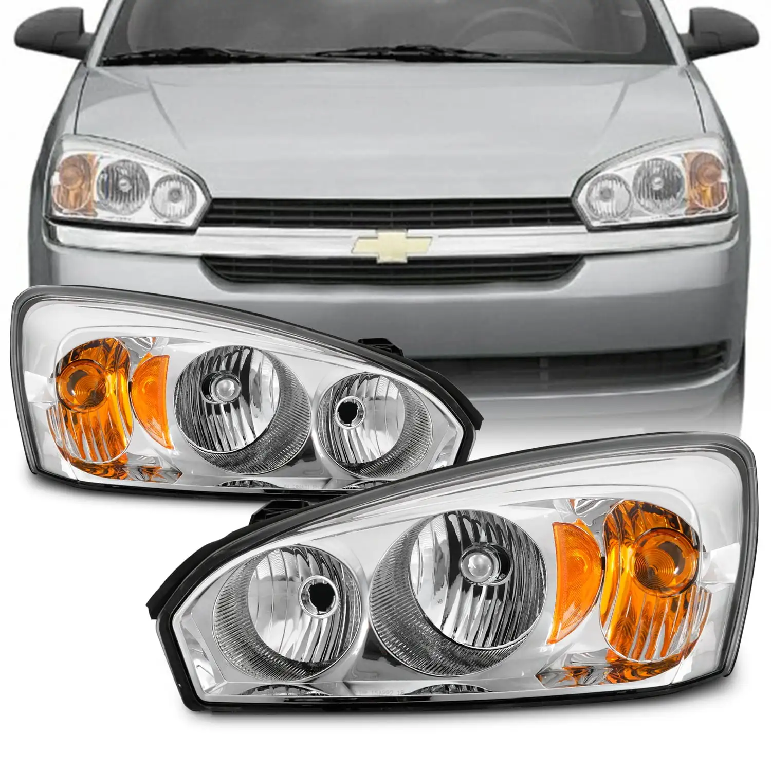 AKKON - Fits 2004-2007 Chevy Malibu 2008 Malibu Classic Model [OE Style] Headlight Driver+Passenger Pair Headlamp