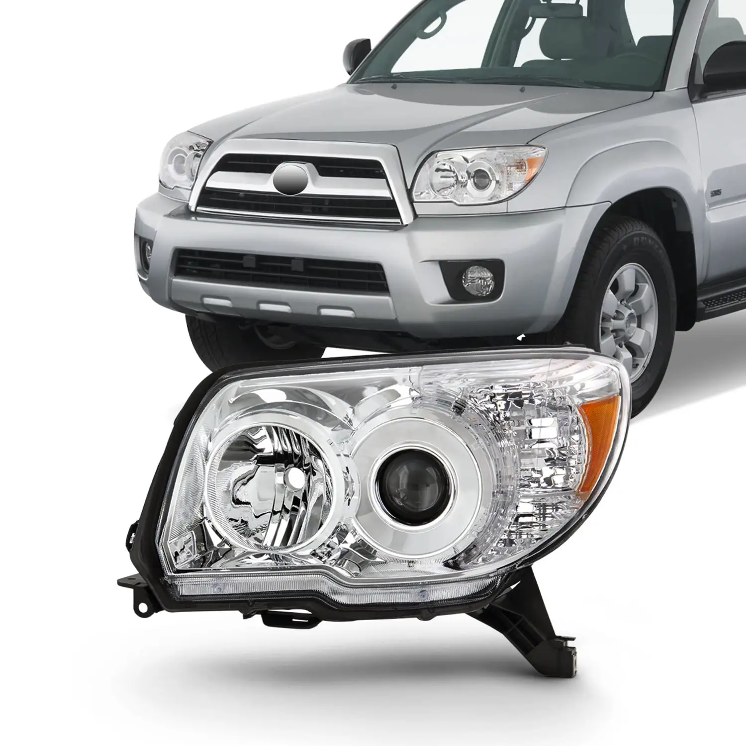 AKKON - Fits 2006 2007 2008 2009 Toyota 4Runner SR5 / Limited Models [Halogen Type] Projector Chrome Headlight Driver Left Side