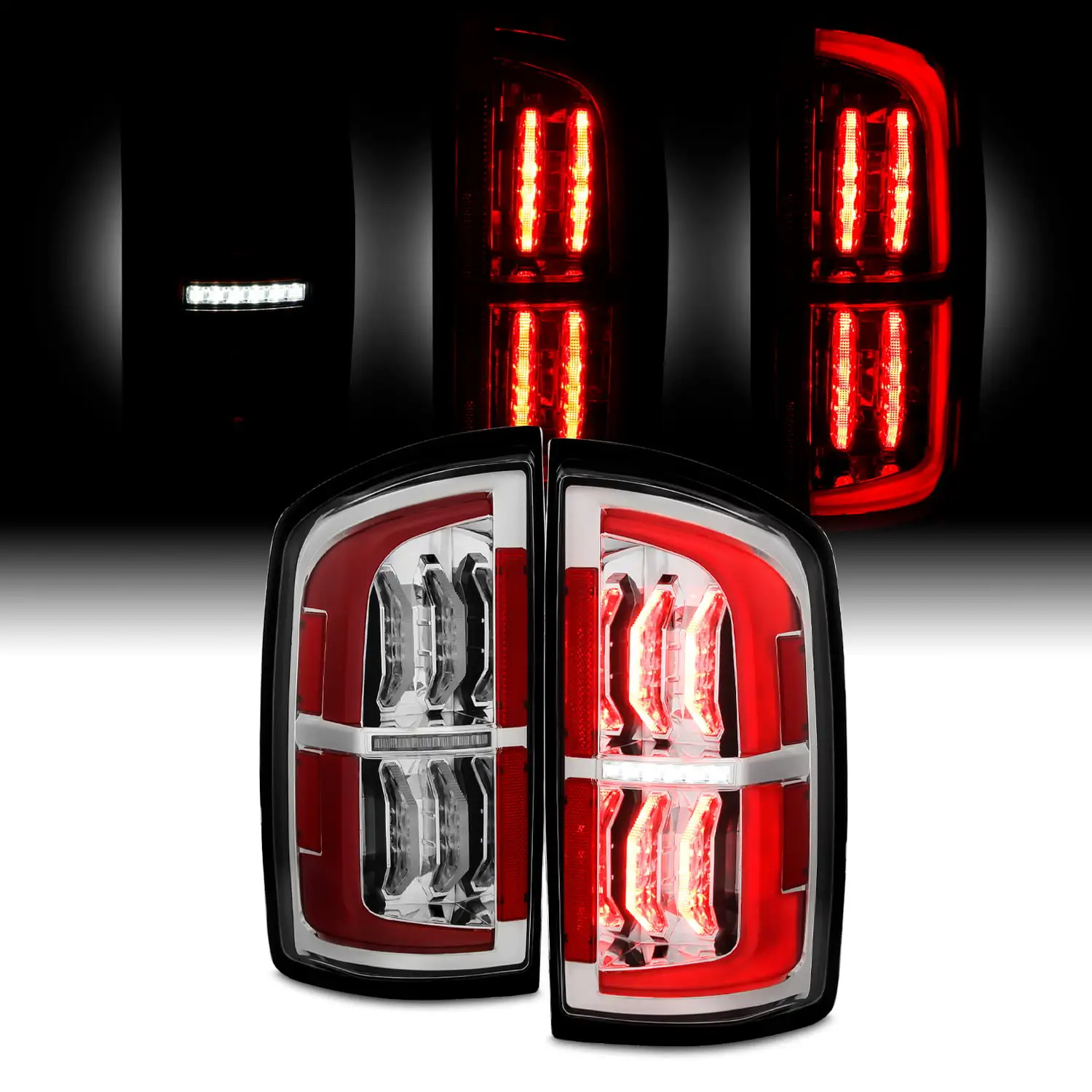 AKKON - Fits 2016-2022 Toyota Tacoma [C-Tube] LED Red Clear Tail Light Brake Lamp Driver + Passenger Pair