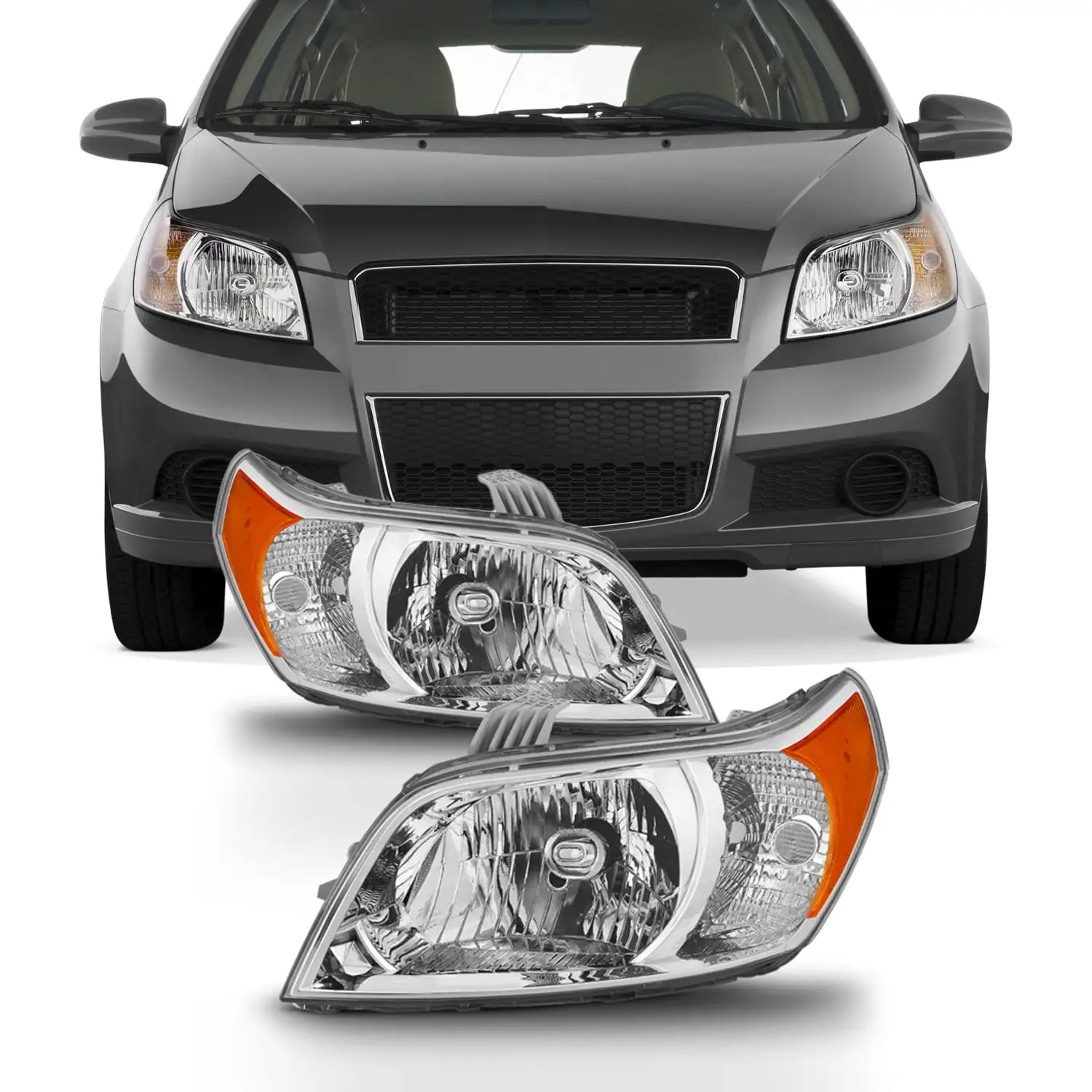 AKKON - Fits 2009 2010 20011 Chevy Chevrolet Aveo5 Both Side Headlights Headlamps Replacement - Left + Right