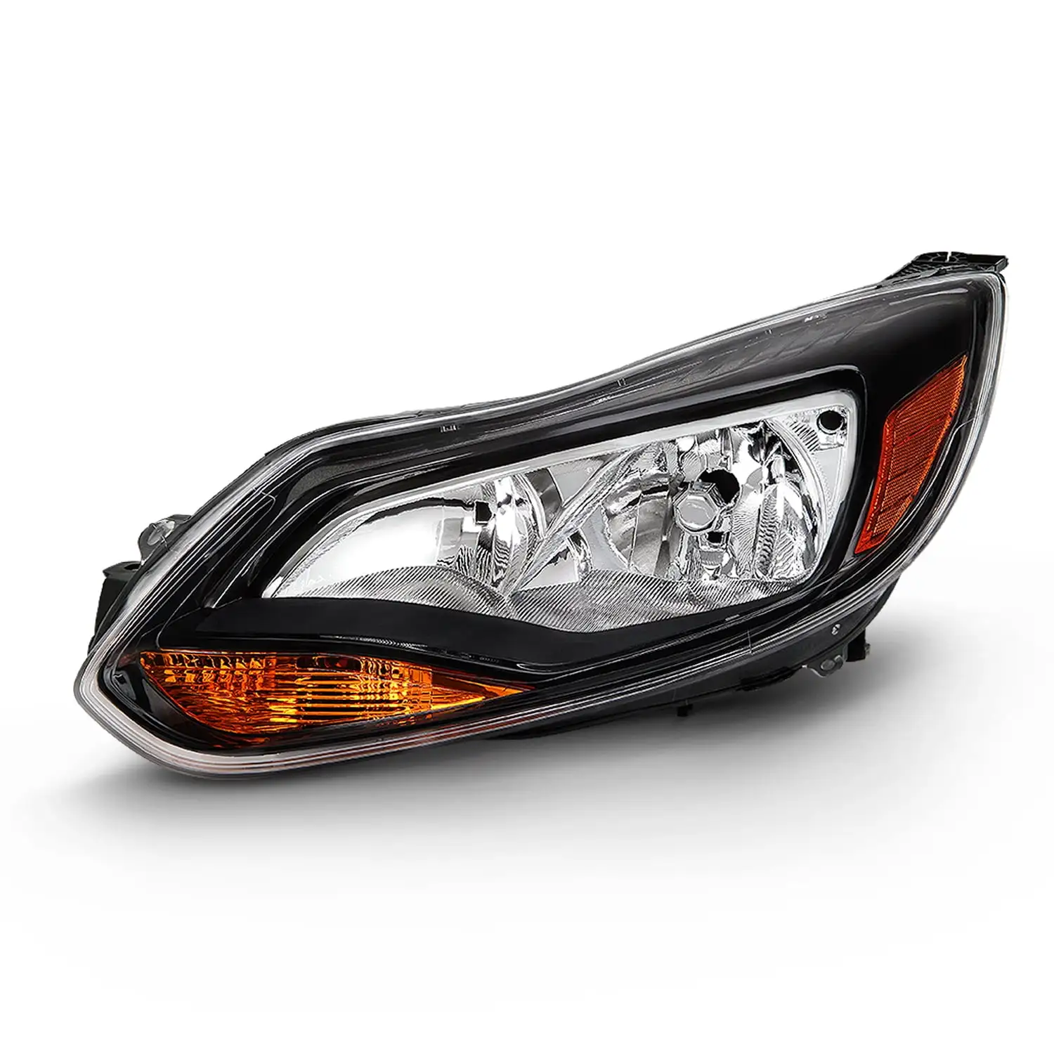 AKKON - Fits 2012 2013 2014 Ford Focus 4Door Sedan Hatchback [Halogen Type] Black Trim Headlight Driver Left Replacement