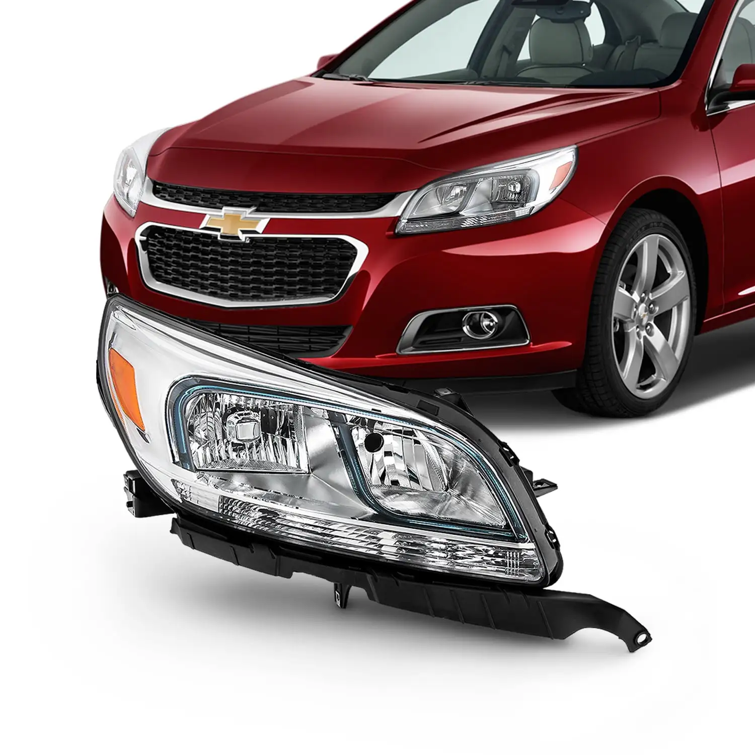 AKKON - Fits 2013 2014 2015 Chevy Malibu LS 2016 Malibu Limited Sedan Halogen Headlight Passenger Right Side