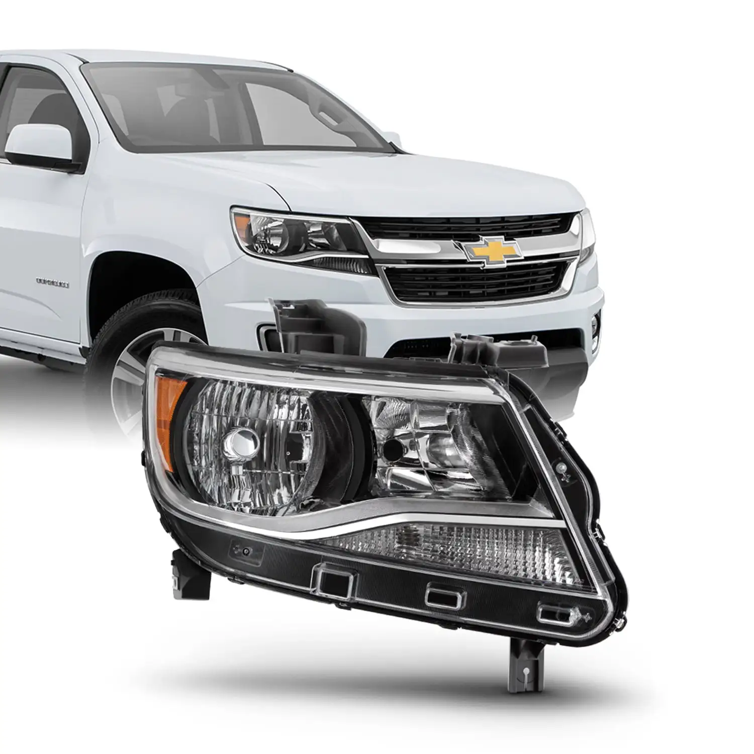 AKKON - Fits 2015-2022 Chevy Colorado [Halogen Type] Black Headlight Right Passenger Headlamp Replacement