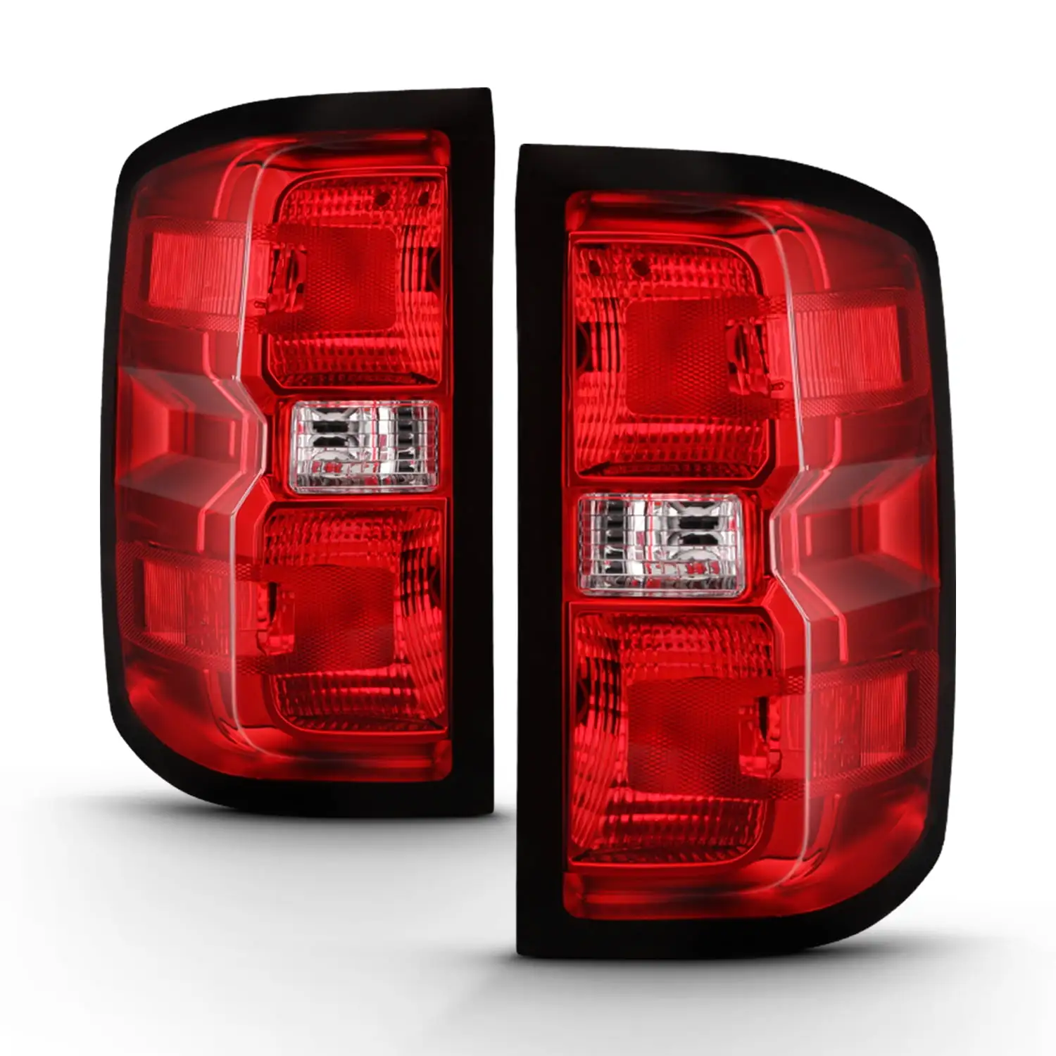 AKKON - Fits 2003-2006 Chevy Silverado 1500/2500/3500/1500HD/2500HD 2007 Classic C-Tube Black Smoked Tail Lights Pair Fleetside