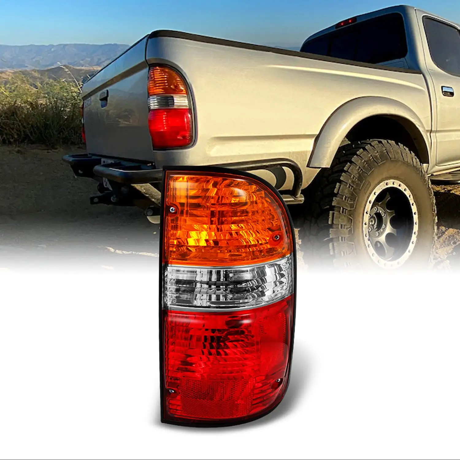 AKKON - Fits 2016 2017 2018 2019 2020 Toyota Tacoma Limited Model Smoked Clear Len Tail Light Brake Lamp Driver Left Side